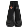 Calça larga de perna ampla Tie-Dye Vintage para Homens, Moda de Rua Hip-Hop Nicho Bordado com Emblema Calça de Moletom Oversized Curva