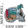 Parche Bordado de Calavera Surfista Retro Americano Palmera de Playa Ancla Ropa de Mezclilla Parche Termoadhesivo DIY