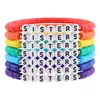 Moda Europeia e Americana Estilo Boêmio Conjunto de Pulseiras Cor Arco-Íris Letras em Inglês Argila Macia Pulseira Elástica Joia