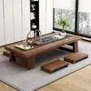Mesa de chá japonesa simples de madeira maciça pura, mesa de chá zen com varanda tatami, mesa longa e baixa, mesa longa e econômica