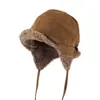 Gorro de Felpa con Protección para los Oídos de Doble Cara para Mujer, Estilo Coreano Reductor de Edad que Modifica el Rostro Gorro Lei Feng, Gorro Cálido Versátil para los Dedos del Pie, Felpa