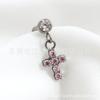 Pendientes de titanio F136 con forma de cruz cilíndrica con incrustaciones de circonita 5A, aleación de titanio G23, joyería para piercing corporal, pendiente para el hueso de la oreja.