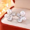 Pendientes Minimalistas de Perla y Circonita, Pendientes de Personalidad Irregular Estilo Suave, Versátiles para el Viaje Diario, Pendientes de Alta Gama