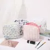 Bolsa Cosmética Portátil, Algodón Floral, Neceser para Productos de Cuidado de la Piel, Gran Capacidad para Monedas y Labiales, Bolsa de Almacenamiento para Toallas Sanitarias Menstruales