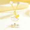 Xiaoxingyun Prata S925 Trevo de Quatro Folhas Ginkgo Colar Meninas Luxo Acessível High-End Concha Corrente Clavícula Presente de Dia dos Namorados