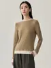 Suéter Personalizado de Outono e Inverno em Lyocell com Contraste Falso de Duas Peças Roupa de Trabalho Camisa Básica Simples com Top de Lã de Ovelha de Cor Pura
