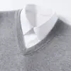 Nuevo Suéter de Cachemira para Hombre Otoño/Invierno 2026 Cuello en V Casual de Negocios Manga Larga Color Sólido Estilo Old Money Ropa de Punto Suéter