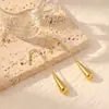 Aretes Minimalistas de Acero Inoxidable con Forma de Gota Europeos y Americanos para Mujer, Estilo Vintage, Joyería Única Larga con Gancho para Oreja al por Mayor