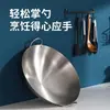 Wok de Acero Inoxidable de Doble Mango Más Vendido de la Tienda, Olla de Cocina Multifuncional, Sartén Antiadherente sin Recubrimiento para Uso Doméstico, Diámetro Grande