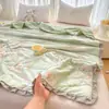 Versión Coreana 2026 Encaje Francés Estampado Floral Madre-Hijo Algodón Puro Doble Capa de Gasa Colcha de Verano Estilo Princesa Fresca Colcha Refrigerante de Verano