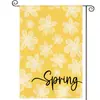 Bandera de Jardín de Amazon Transfronteriza Nueva Primavera y Verano con Flores, Hojas y Estampado de Mariposa Bandera de Jardín de Doble Cara Bandera de Bienvenida