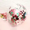 Balões de látex transparentes coloridos com lantejoulas, 12 polegadas, vendidos a quente em todo o mundo, suprimentos para decoração de festa, aniversário, casamento, atacado
