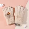 Nuevos Guantes de Felpa con Garra de Gato y Pata de Conejo de Estilo Coreano para Mujer, de Dedos Completos, Terciopelo Espesado, Lindos, para Adultos y Estudiantes, Pata de Oso, para Mantener el Calor