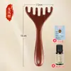 Massageador de Cabeça de Sândalo com Design de Galho de Cinco Pontas, Pente Meridianos do Couro Cabeludo, Coçador de Cabeça, Rastelo Terapêutico, Pente de Madeira Gua Sha