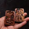 Colgante Adorno de Madera de Azufaifo Rayada Doble Cara Exquisito Tallado Wushi Pai (Nada de qué preocuparse) Paz (Llévalo contigo) Adornos Tallados en Placa de Madera Adornos Taoístas tipo Jade