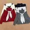 Cárdigan de punto de lunares con cuello de muñeca desmontable estilo coreano, nuevo abrigo suéter de manga larga para otoño/invierno, juvenil y versátil