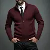 Cross2026 Otoño Invierno Nuevo Suéter de Punto con Cuello Alto y Terciopelo para Hombre Moda Juvenil Chaqueta Cardigan Casual para Hombre