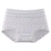 Calcinha Boxer Feminina de Algodão Puro, Cintura Média, Ajustada ao Corpo, Estilo Fair Isle de Primavera, Tamanho Grande com Entrepernas Estendido