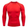 Ropa de Fitness para Hombre deportiva ajustada manga larga secado rápido elástica para correr camiseta compresión base para ciclismo