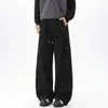 Pantalones deportivos plisados bordados blanco gris para hombre, otoño, estilo americano, caída, pantalones de fitness, marca de moda, pantalones casuales de pierna recta