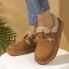 2026 Invierno Nuevos Zapatos de Algodón Gamuzado de Comercio Exterior Talla Grande con Hebilla de Cinturón Slip-On Planos Casuales Botas de Nieve