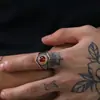 Nova anel masculino estilo indiano retrô punk gema titânio aço ins personalidade hip hop moda anel atacado