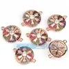 Acessórios DIY cobre puro banhado a ouro micro-cravejado conector tipo rosquinha