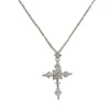 Collar Colgante Cruz de Circonita Japonés Coreano Exquisito Lujo Ligero Versátil Gama Alta Moda Simple Cadena Clavícula Súper Brillante para Mujeres