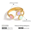 Anillo Estilo Ins Europeo y Americano Hoja Goteo de Aceite Hoja Colorida Lujo Ligero Gama Alta Oro 18K No se Desvanece