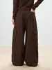 Shengdu26 Otoño Nuevo Estilo Coreano Ropa de Trabajo Pantalones de Bolsillo Casuales Simples de Cintura Alta Versátiles de Algodón Puro de Pierna Ancha