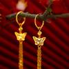 Brincos de borboleta de casamento feminino banhado a ouro Vietnã Sha Jin Moda Estilo étnico Vintage Butterfly Tassel Brincos