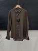 Camisa de linho feminina primavera e verão 2025, retrô, artística, solta, lapela francesa, casaco de peito único, camisa 25267