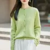Cárdigan de punto de lana cepillada, suave y mullido, para mujer, cuello redondo, talla petite, color liso, corte holgado, adecuado para usar en capas.