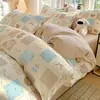 Juego de Ropa de Cama de Algodón Clase A Grado Madre-Bebé Juego de Tres Piezas Funda de Edredón Completamente de Algodón Sábana Bajera Sábana Plana Funda de Edredón Dormitorio Estudiantil