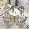 Conjunto de Mesa e Cadeiras de Reunião Luxo Nórdico para Escritório de Vendas, Recepção de Lazer, Cafeteria/Loja de Chá Pequena Mesa Redonda Minimalista Moderna