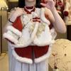 Conjunto de Roupa de Inverno Confortável para Meninas para o Ano Novo de 2025, Nova Roupa Infantil, Conjunto de Duas Peças Espesso e Quente com Forro de Fleece para Bebê