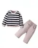 Conjunto de Sudadera de Moda Novedoso para Niños de Primavera y Otoño, Conjunto para Niños, Conjunto de Dos Piezas Rayado para Niños Pequeños