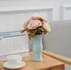 Jarrón de plástico nórdico para sala de estar, arreglo floral de boca redonda, decoración moderna tallada, jarrón de boca redonda al por mayor