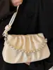 Bolso de Axila Plegado de Nicho Estilo Coreano para Mujer Moda Otoño 2025 Estilo Cadena de Perlas Bolso de Hombro Cruzado para Viajar