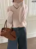 Elegante suéter de punto de lana con brillo estrellado de cuello alto para mujer, suéter básico casual de cachemira para otoño e invierno.