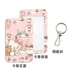 Conjunto de Cartão de Estudante Hello Kitty Fofo Cartão de Refeição Cartão de Acesso ao Ônibus Yangchengtong Capa Protetora para Cartão Conjunto de Cartões Cordão
