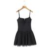 Vestido Feminino Francês de Bolinhas com Renda e Laço, Vazado, com Bojo, Puro Desejo, Alça Espaguete, Cintura Marcada
