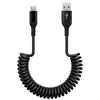 Cable de Muelle de TPU para Coche de Almacenamiento Retráctil de 1.2m, Tipo C de Carga Rápida Antienredos de 1.8m