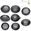 Vajilla para Mesa de Hot Pot de Autoservicio Negra Mate Imitación Porcelana Plato Redondo de Melamina Bol de Arroz Plato de Plástico Plato de Hueso