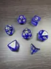 Conjunto de Dados Poliédricos D&D com Padrão de Mármore, Cores Misturadas, Transparente, D4D6D8D10D12D20 Lados, Tabuleiro Coc, Conjunto de Sete Peças