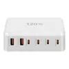 Cargador de Escritorio Nuevo de 120W 4C2A Cargador de Nitruro de Galio Pd 120W Popular Transfronterizo Adaptador de Escritorio de 6 Puertos