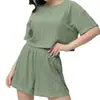 Conjunto Pijama de Duas Peças Verão Novo Europeu e Americano Venda Quente Confortável Solto Branco Vazado Manga Curta Shorts Roupa de Casa
