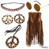 Accesorios de Disfraz Hippie de los años 60 Diadema de Girasol Gafas Redondas y Collar de Cincel de Paz Aretes traje