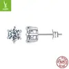 Novos Brincos Yinziyun de Moissanita de 1 Quilate com Seis Garras, Brincos de Prata Esterlina S925 de Luxo e Alto Padrão com Moissanita Cor D