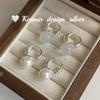 Pendientes de puesto coreano Dongdaemun Plata de Ley S925 Elegantes Ins Simples Perla Ágata Pendientes Diseño de Nicho